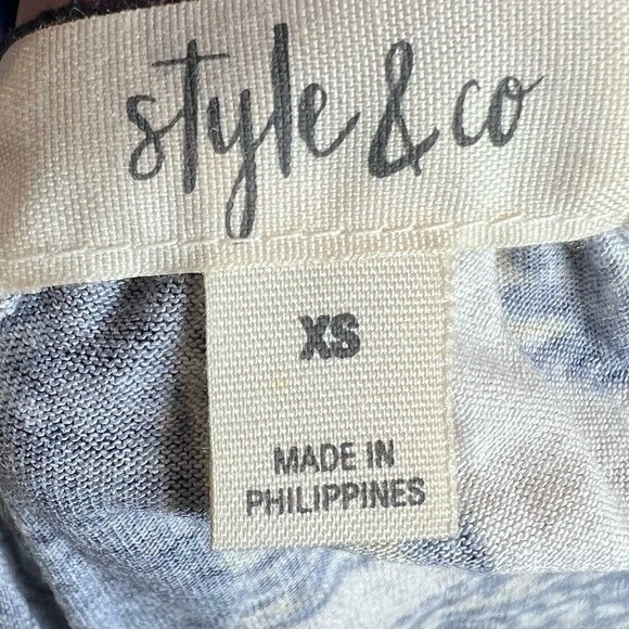 Style & Co on or off shoulder boho patchwork print long bell sleeve top size XS - Picture 7 of 8